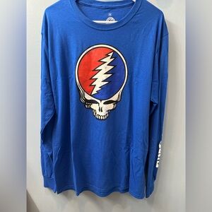 Grateful Dead T Shirt Long Sleeve Blue Sz Med Skull Logo 2021 Ripple Junction